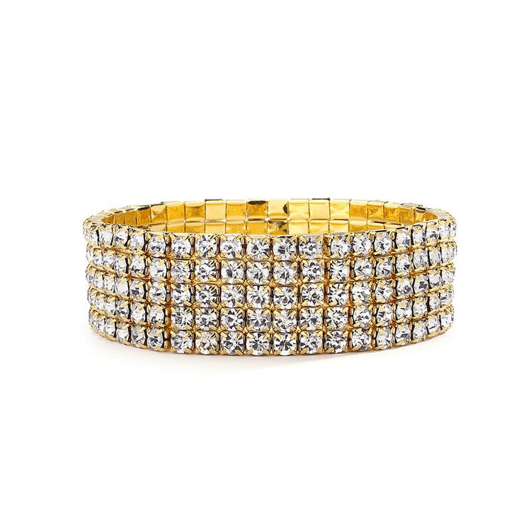 5-Row Stretch Rhinestone Bracelet – WeddedGlitz