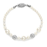 Bridal Bracelet with Pearls & Rhinestone Fireballs