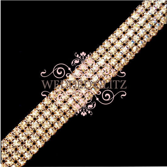 4 Row Crystal Banding (Crystal/Gold; Sold by the Foot)
