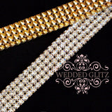 4 Row Crystal Banding (Crystal/Gold; Sold by the Foot)