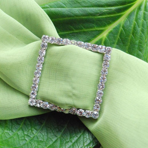 Silver/Crystal Rhinestone Buckle (Square)