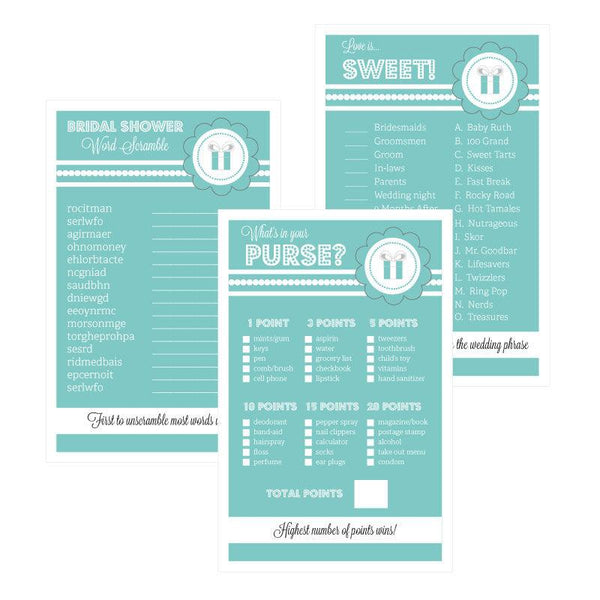 Bridal Shower Games (Set of 10) - Blue