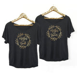 Gold Wreath Mother of The Bride Mother of the Groom Shirt in Black