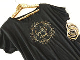 Black and Gold Wreath Shirt Bridesmaid