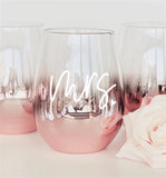 Mrs. Stemless Glass - Rose Gold