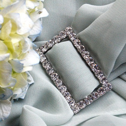 Silver/Crystal Rhinestone Buckle (Rectangle)