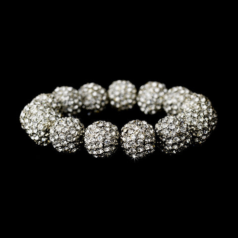 Bracelet - Silver Clear 12mm Pave Ball (Stretch)