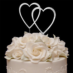 Sparkle Double Heart Swarovski Cake Topper