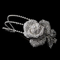 Antique Silver Triple Row Rose Burst Bridal Headbands