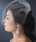 Russian Birdcage Veil & Comb with Swarovski Rhinestone Edge