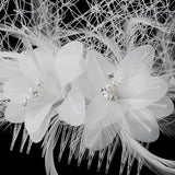 Twin Feather Flower Clip with Russian Style Cage Veil