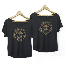 Gold Wreath Mother of The Bride Mother of the Groom Shirt in Black