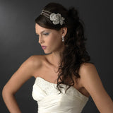 Antique Silver Triple Row Rose Burst Bridal Headbands