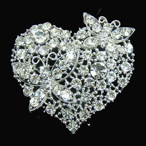 Butterfly Heart Wedding Brooch