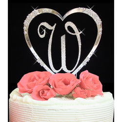 Crystalized Monogram Cake Topper with French Heart